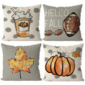GAGEC Fall Pillow Covers 18x18 Inch Set of 4 Fall Football Pumpkin Maple Leaf Throw Pillowcase Holiday Home Decor Sofa Bedroom C