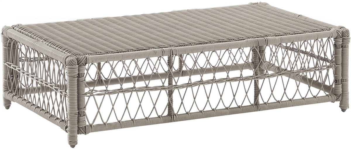 Crosley Furniture Ko70433Dw-Cr Thatcher Outdoor Wicker Coffee Table Ottoman, Driftwood With Creme Cushions