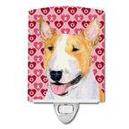 Caroline'S Treasures Ss4496Cnl Bull Terrier Hearts Love And Valentine'S Day Portrait Ceramic Night Light Compact, Ul-Certified,