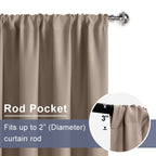 Jiuzhen Blackout Curtains For Bedroom - Thermal Insulated Room Darkening Rod Pocket Curtains For Living Room, Set Of 2 Panels With Tiebacks, 52 X 72 Inch Length, Camel