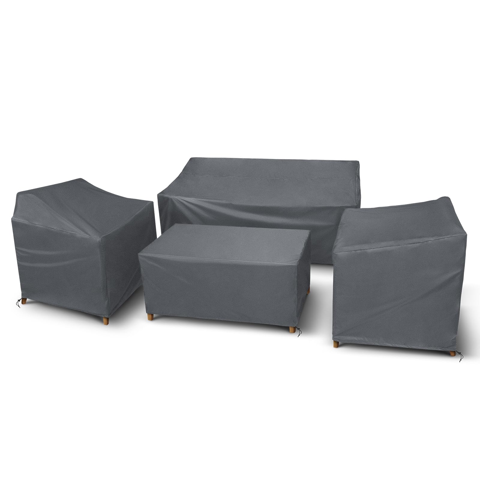 Startwo Patio Furniture Covers, 4 Piece Heavy Duty Waterproof Outdoor Furniture Cover With Windproof Buckle Strap, For Lawn Rattan Wicker Couch Chair Set, Grey