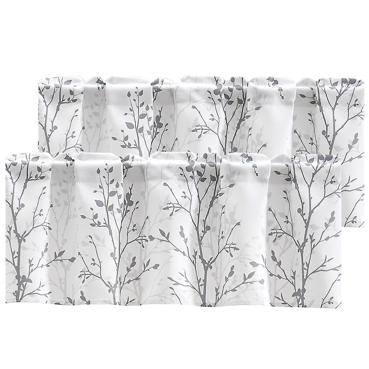 Luvyohmee Tree Branch Printed Curtain Valance, 18 Inches Long Window Treatment Valance, Grey Window Valances For Kitchen, Bathro