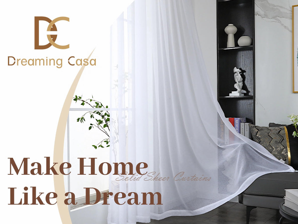 Dreaming Casa Solid Sheer Curtains Draperies White Rod Pocket 2 Panels 72'' W X 102'' L