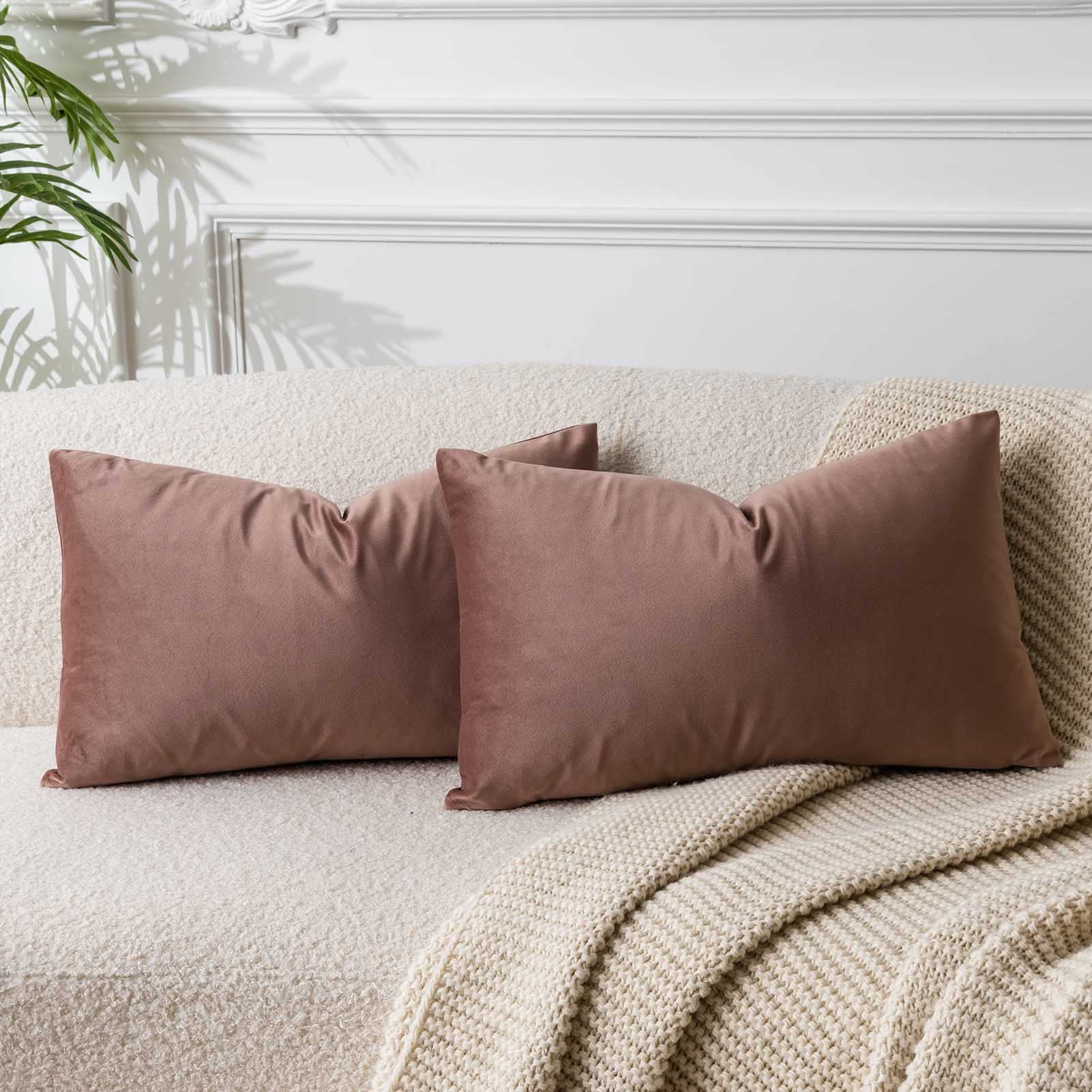 Juspurbet 12X20 Jam Lumbar Velvet Throw Pillow Cover Set Of 2,Decorative Soft Solid Cushion Cases For Couch Sofa Bed