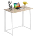 4NM 31.5 Folding Desk, Simple Assembly Computer Desk Study Writing Table for Small Space Offices/Home - Natural and White