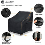 Lsongsky Adirondack Chair Covers 2 Pack,Waterproof Heavy Duty Outdoor Chair Covers,Adirondack Patio Chair Covers For Outdoor Furniture,(33 W X 35 D X 36 H Inches),Black