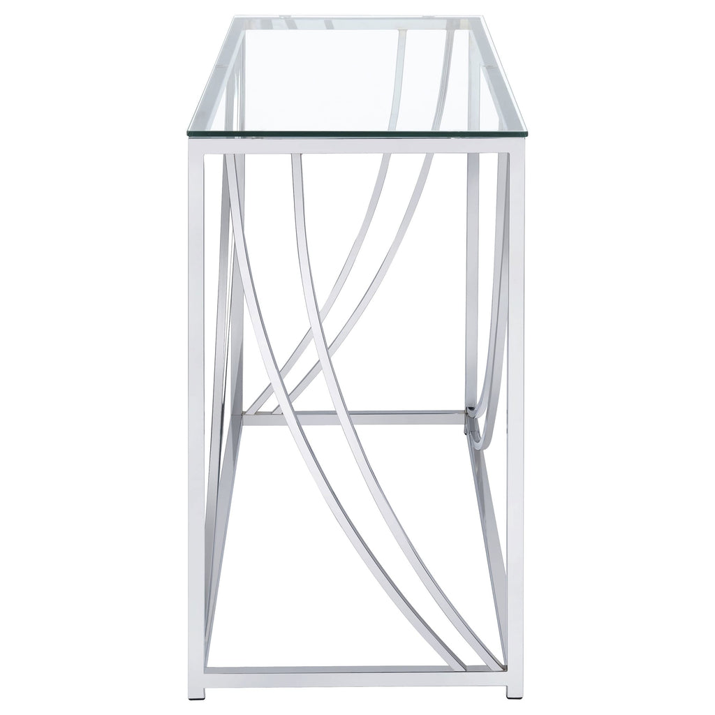 Coaster Home Furnishings Lille Glass Top Rectangular Sofa Table Accents Chrome
