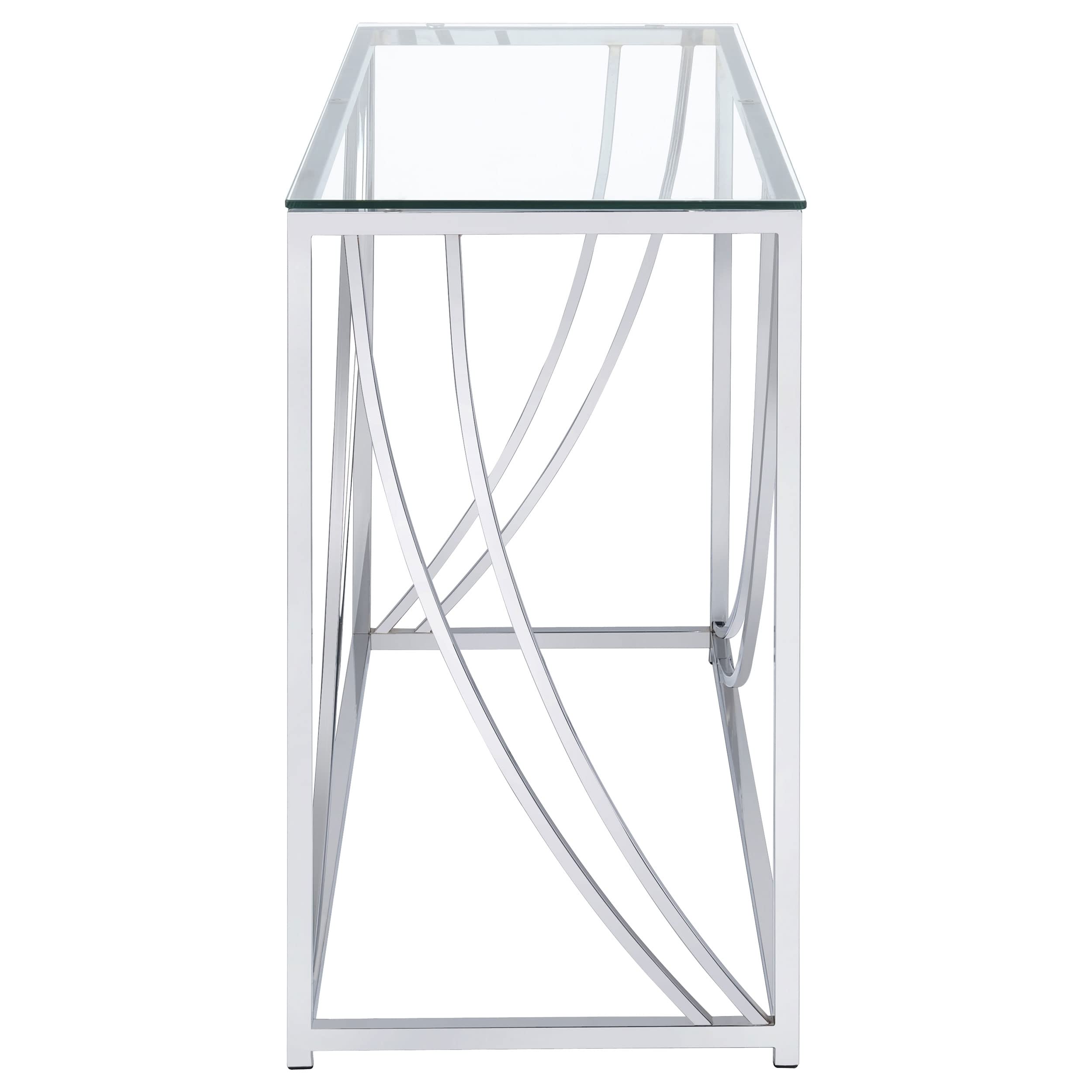 Coaster Home Furnishings Lille Glass Top Rectangular Sofa Table Accents Chrome