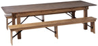 Flash Furniture Hercules Series 9' X 40'' Antique Rustic Folding Farm Table And Two Bench Set