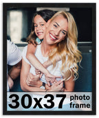 30x37 Frame Black Picture Frame - Complete Modern Photo Frame Includes UV Acrylic Shatter Guard Front, Acid Free Foam Backing Bo