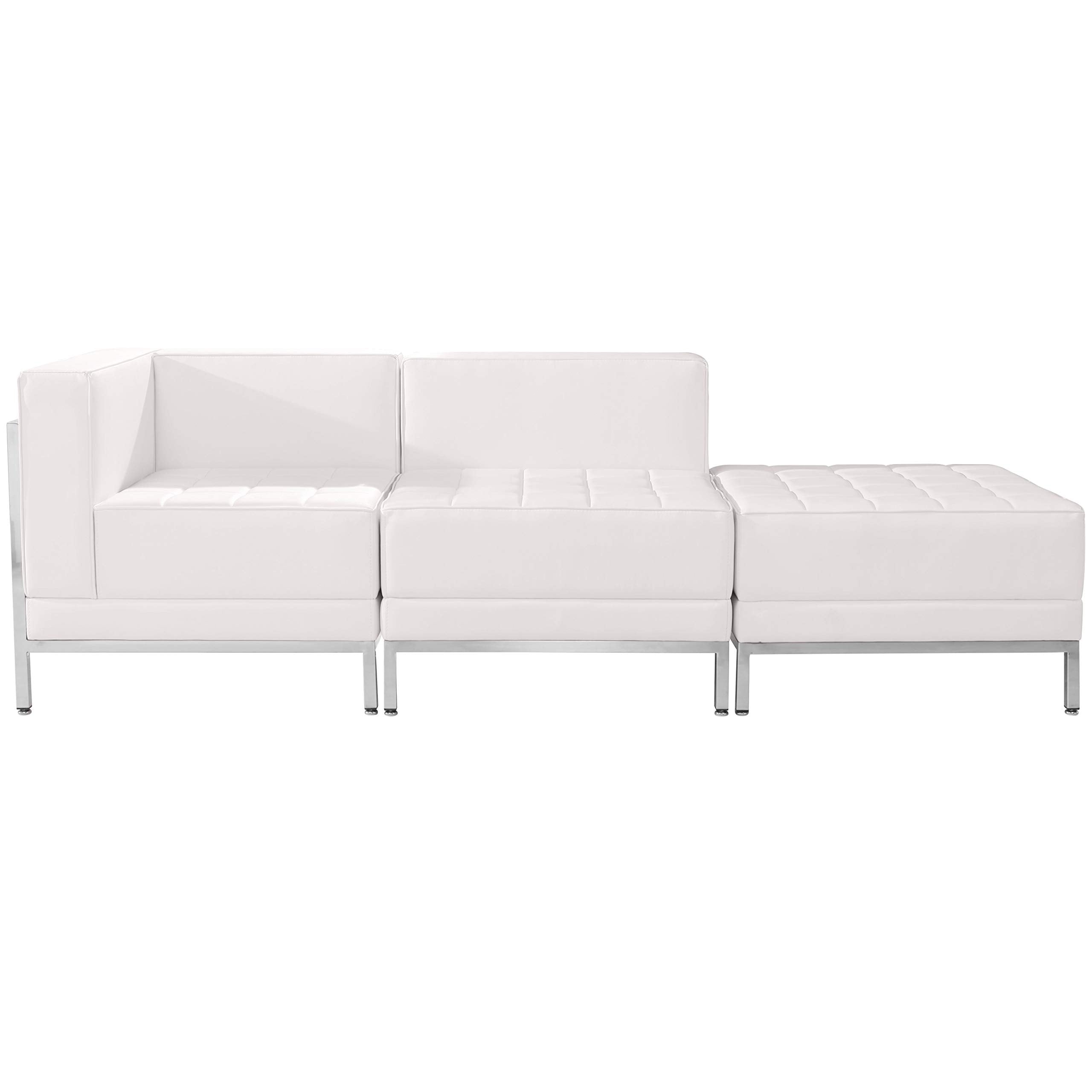 Flash Furniture HERCULES Imagination Series White LeatherSoft 3 Piece Chair & Ottoman Set
