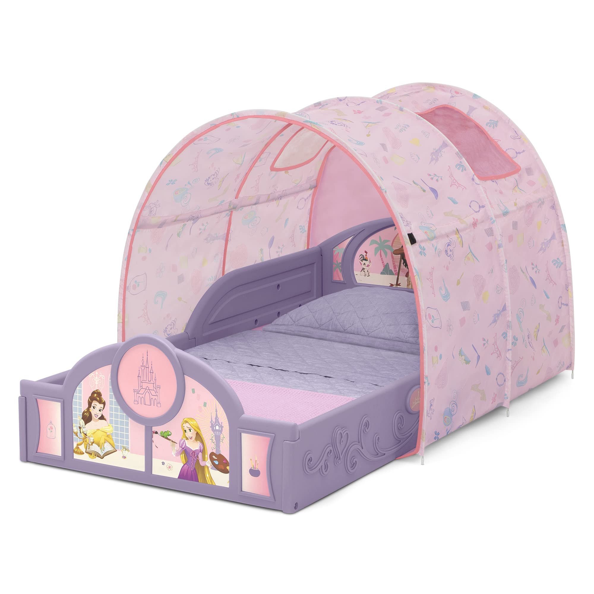 Delta Children Disney Princess Sleep and Play Toddler Bed with Tent, Purple/Pink, BB81485PS-1038