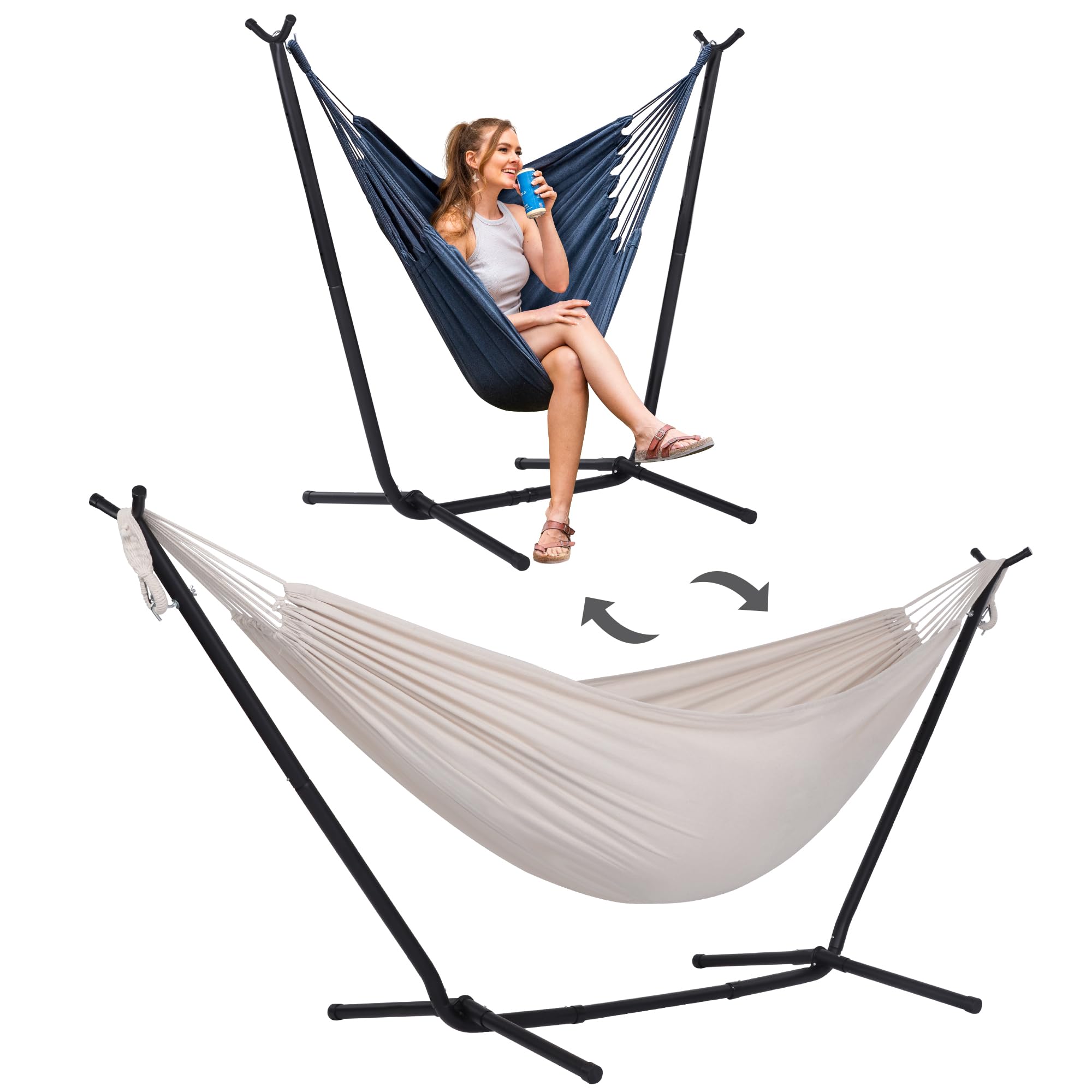 Suncreat 2-In-1 Hammocks Convertible Portable Double Hammock With Stand, Outdoor Hammock With Stand Included, Patent Pending, Na