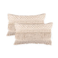 Redearth  Boho Textured Throw Pillow Cushion Covers- Lumbar Woven Tufted Decorative Farmhouse Cases Set For Couch, Sofa, Bed, Ch