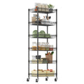 Homdox 6Tier Rolling Wire Basket Shelf, Adjustable Metal Storage Rack with Wheels for Pantry, Kitchen, Bathroom, Laundry Room a