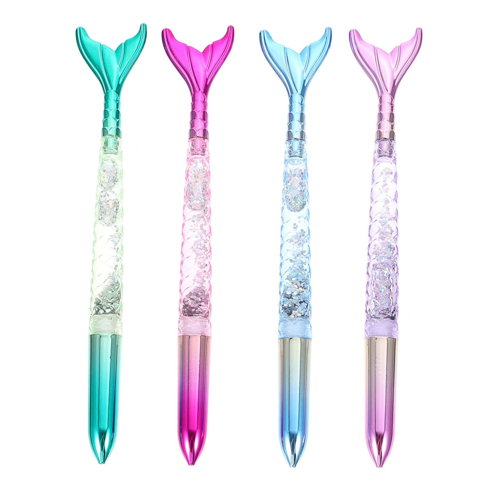 SAFIGLE Mermaid Gel Pens - 4pcs Colorful Ballpoint Pens with Pendant for Stationery, School Supplies, and Party Favors