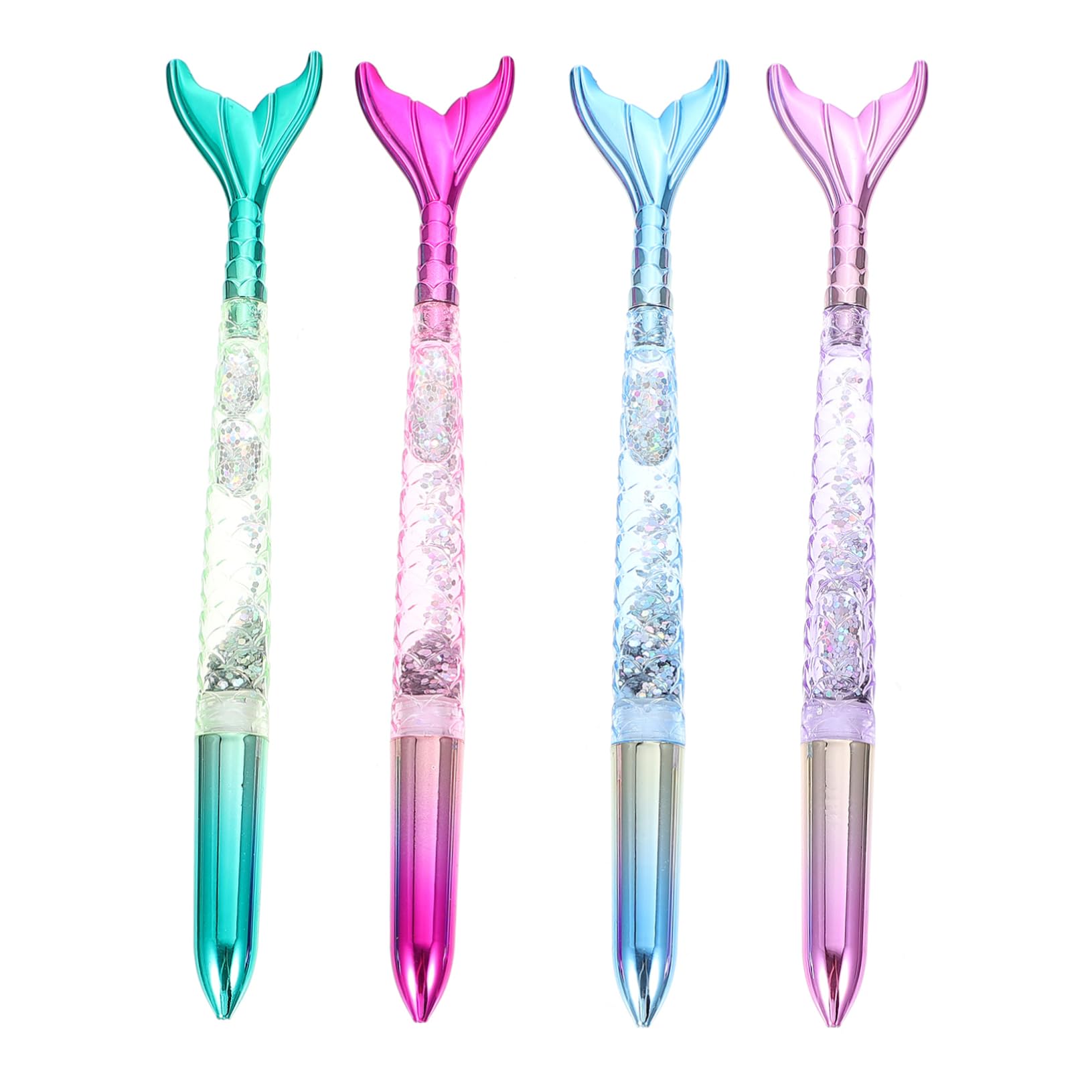 SAFIGLE Mermaid Gel Pens - 4pcs Colorful Ballpoint Pens with Pendant for Stationery, School Supplies, and Party Favors