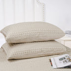 Phf 100% Cotton Waffle Pillowcases Standard Size, 2 Pack Soft Breathable Skin-Friendly Pillow Sham, Aesthetic Decorative Waffle