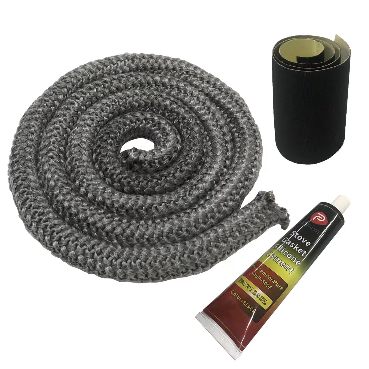Wood Stove Gasket, 3/4inch Wood Stove Door Gasket Kit, Gasket Rope Replacement For Stove Or Fireplace Doors, Grey Color Fiberglass