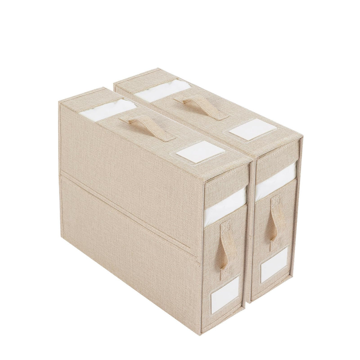 DYNAIZER Linen Closet Organizers and Storage for Bedding Thin Blanket, Folding Sheet Storage Organizer with Visible Window (Beig