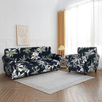 Searchi Stretch Sofa Cover Printed Couch Cover, Floral Pattern 3 Pieces Loveseat Slipcover With 2 Separate Cushion Cover, Washable Furniture Protector For Living Room(Loveseat, Navy Blue)