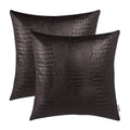 Brawarm Faux Leather Pillow Covers 16 X 16 Inches, Brown Leather Pillow Covers Pack Of 2, Crocodile Leather Decorative Throw Pil