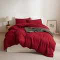 Mucalis Burgundy Duvet Cover King Modern Solid Burgundy Bedding Set Maroon Bed Set With Pillowcases For Adult Teens Brushed Micr