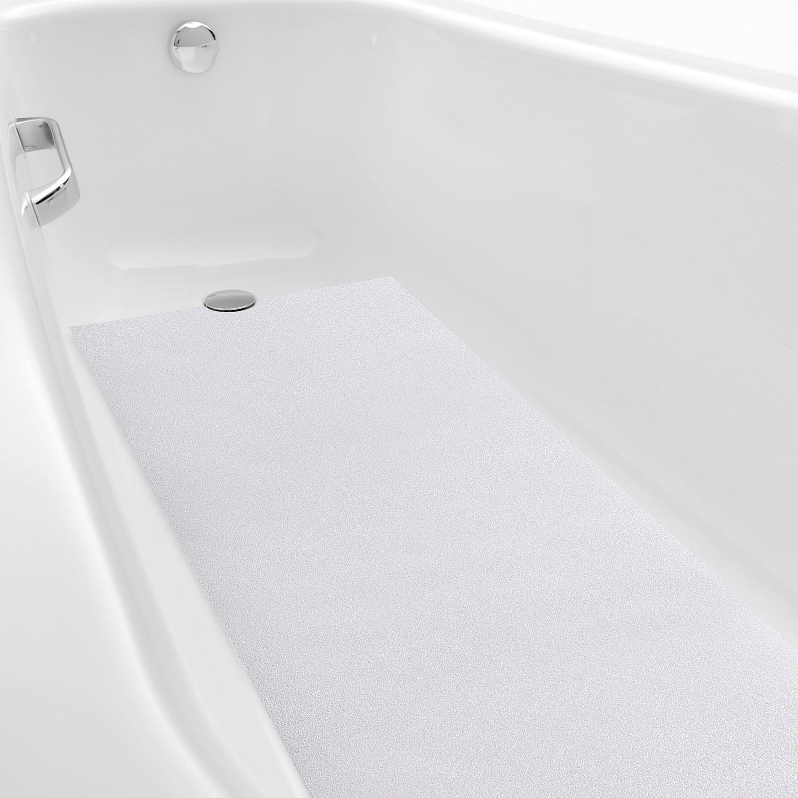 Dunzoom 16 x 40 Non Slip Bathtub Mat with Drain Cut Out Anti Slip Non Skid Safety Bath Mat Adhesive Peel and Stick Bath Tub Mat 