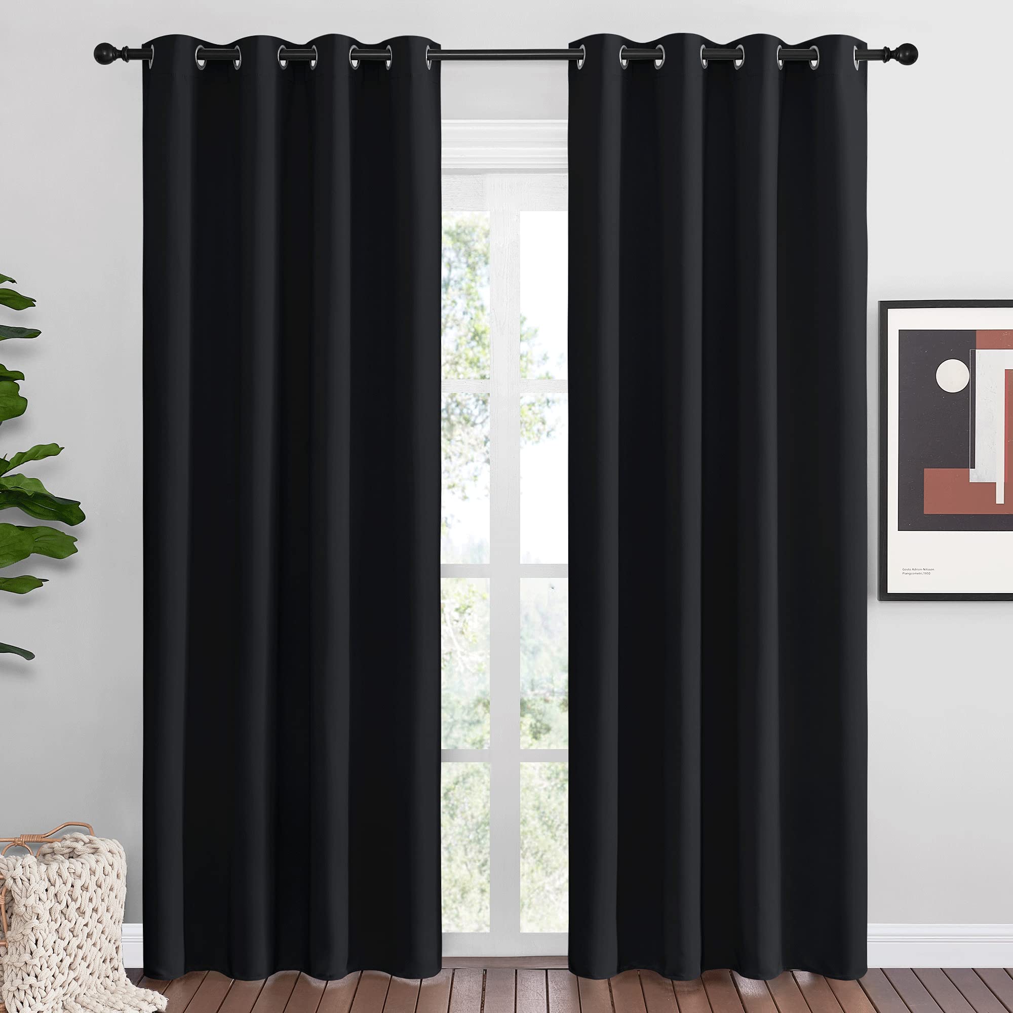 NICETOWN Halloween Blackout Curtain Panels 86 inches - Light Reducing Thermal Insulated Solid Grommet Blackout Curtains/Panels/D