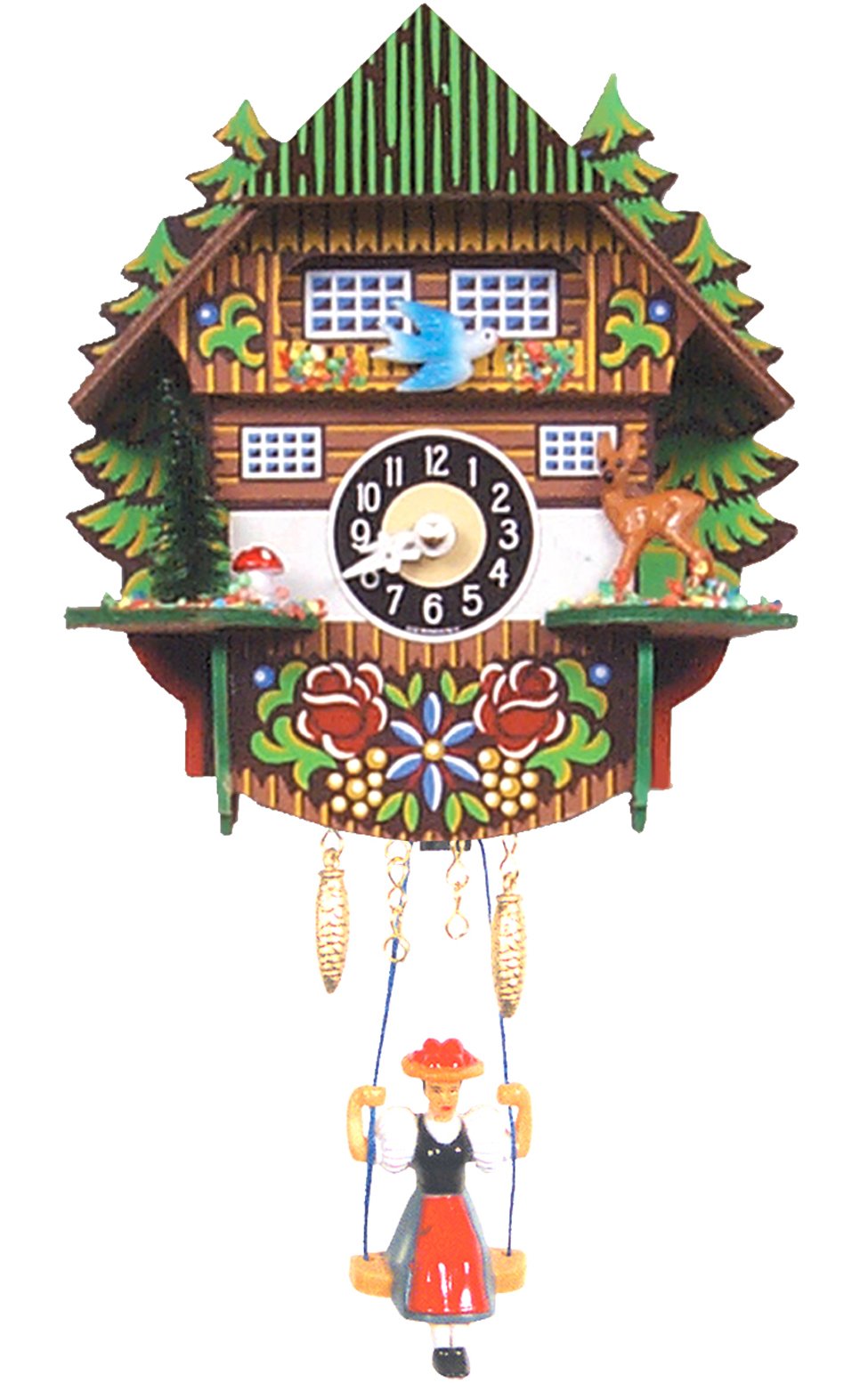 Alexander Taron Importer 144Sq Engstler Battery-Operated Clock-Mini Size-6.5" H X 5.5" W X 3.25" D, Brown
