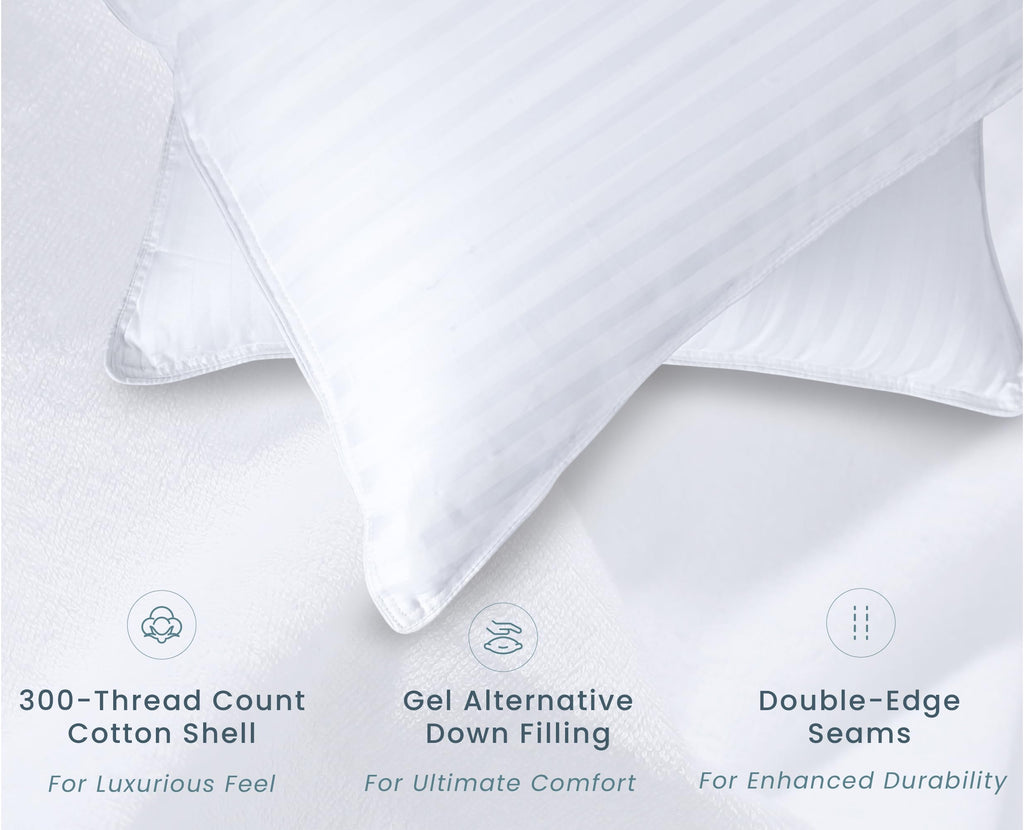 Threadmill Bed Pillows Queen Size Set Of 2 | Soft Down Alternative Cooling Bed Pillow For Sleeping | Soft Pillows For Bed | 20X3