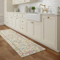 8 Ivory Pink And Green Floral Washable Area Rug