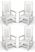 KINGYES HDPE Patio Rocking Chair Set of 4, Outdoor Rocking Chairs Porch Rocker for Adults, White