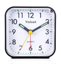 Tinload Small Battery Operated Analog Alarm Clock Silent Non Ticking, Ascending Beep Sounds, Snooze,Light Functions, Easy Set(Bl
