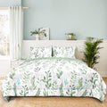 Dilimi Reversible Comforter Set For Girls, 5 Pieces Ultra Soft Green Leaf Full Size Bed Comforter Sets With Sheet, Comforter, Fl