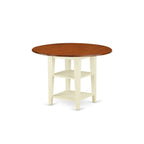 East West Furniture SUQU3-BMK-W 3 Piece Modern Dining Table Set Contains a Round Wooden Table with Dropleaf & Shelves and 2 Dining Chairs, 42x42 Inch, Buttermilk & Cherry