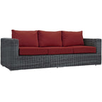 Modway Summon Wicker Rattan Outdoor Patio Sunbrella Sofa in Canvas Red