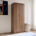 Neuspace Duo Engineered Wood 2 Door Wardrobe (Finish Color  Leon Teak, Knock Down)