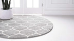 Unique Loom Trellis Frieze Collection Area Rug - Rounded (4' 1'' Round Light Gray/Ivory)