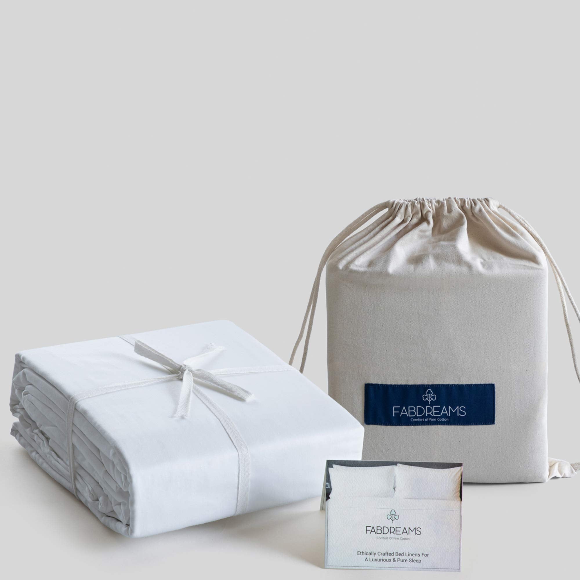 Fabdreams 100% Organic Cotton Percale Weave Queen Size Sheet Set | 300 Thread Count | Gots Certified | Long Staple Cotton | Cool