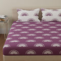 Huesland By Ahmedabad Cotton 144 Tc Cotton Bedsheet For King Bed With 2 Pillow Covers | Sunrise | Grape Purple & White