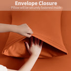 Horbaunal 2 Pack Microfiber Pillowcases King Size Burnt Orange Bed Pillow Cases With Envelope Closure, 1800 Thread Count Soft &
