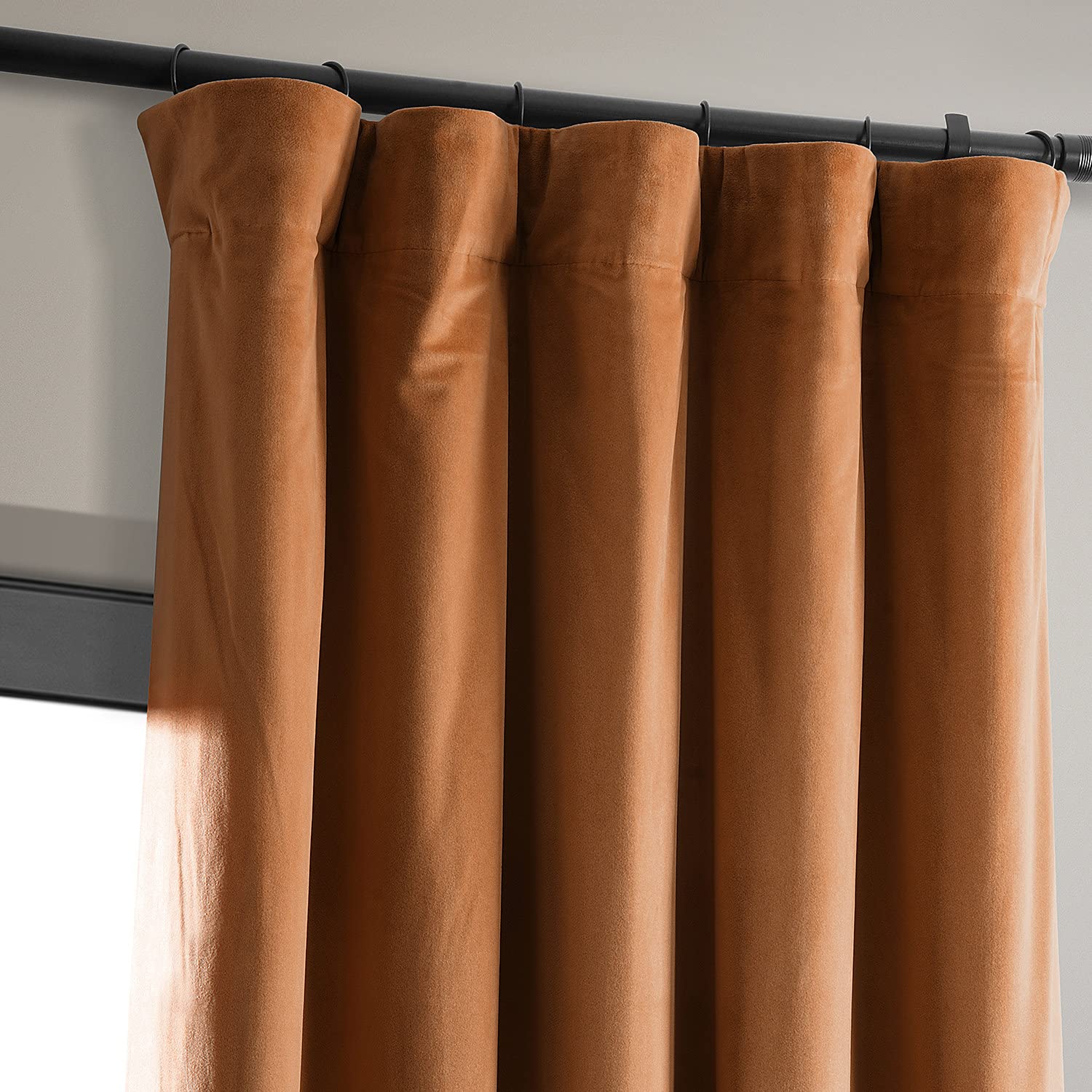 Hpd Half Price Drapes Signature Velvet Thermal Blackout Curtains For Living Room 84 Inch Long (1 Panel) Rod Pocket Insulated Blackout Curtains For Bedroom Window Curtains, 50W X 84L, Burnt Pumpkin
