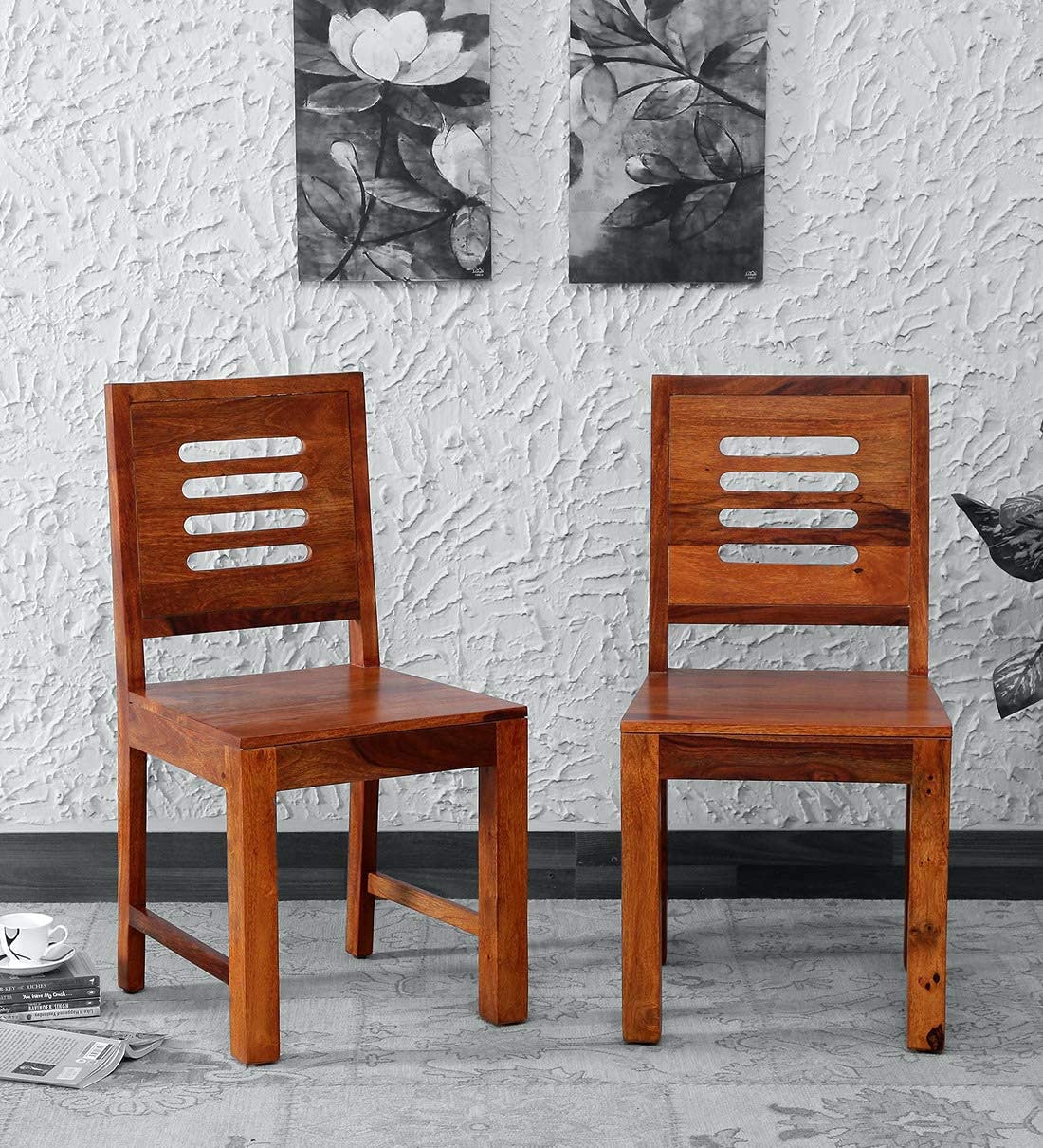 Advrzo Sheesham Wood Dining Chairs Set Of 2 For Dining Room Furniture || Wooden Chairs Set Of 2 With Cushion For Living Room Hom