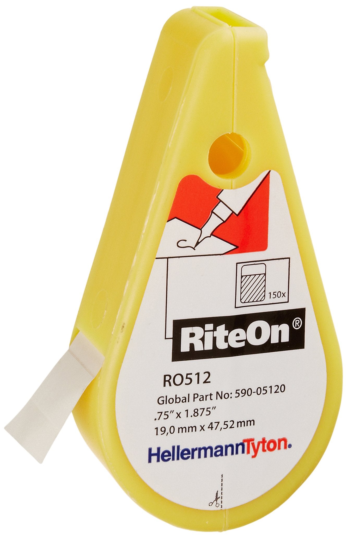 Hellermanntyton Ro512 Rite-On Self-Laminating Label Dispenser, 0.75' X 0.5' X 1.875', Vinyl, White (Pack Of 150)