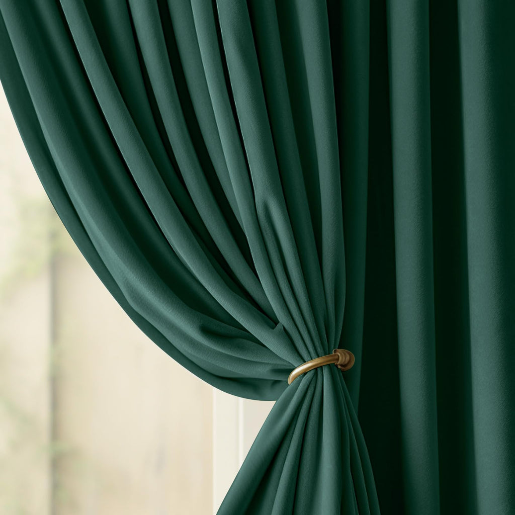 Lazzzy Blackout Velvet Curtains Green Thermal Insulated Curtains 90 Inch Long Drapes For Bedroom Living Room Darkening Window Treatments Grommet Living Room Curtains Set Of 2 Panels Emerald Green