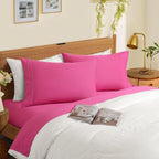 Horbaunal 2 Pack Microfiber Pillowcases King Size Hot Pink Bed Pillow Cases With Envelope Closure, 1800 Thread Count Soft & Shri