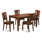 East West Furniture CADU5-MAH-LC Capri 5 Piece Room Set Includes a Rectangle Wooden Table and 4 Faux Leather Kitchen Dining Chairs, 36x60 Inch, Mahogany