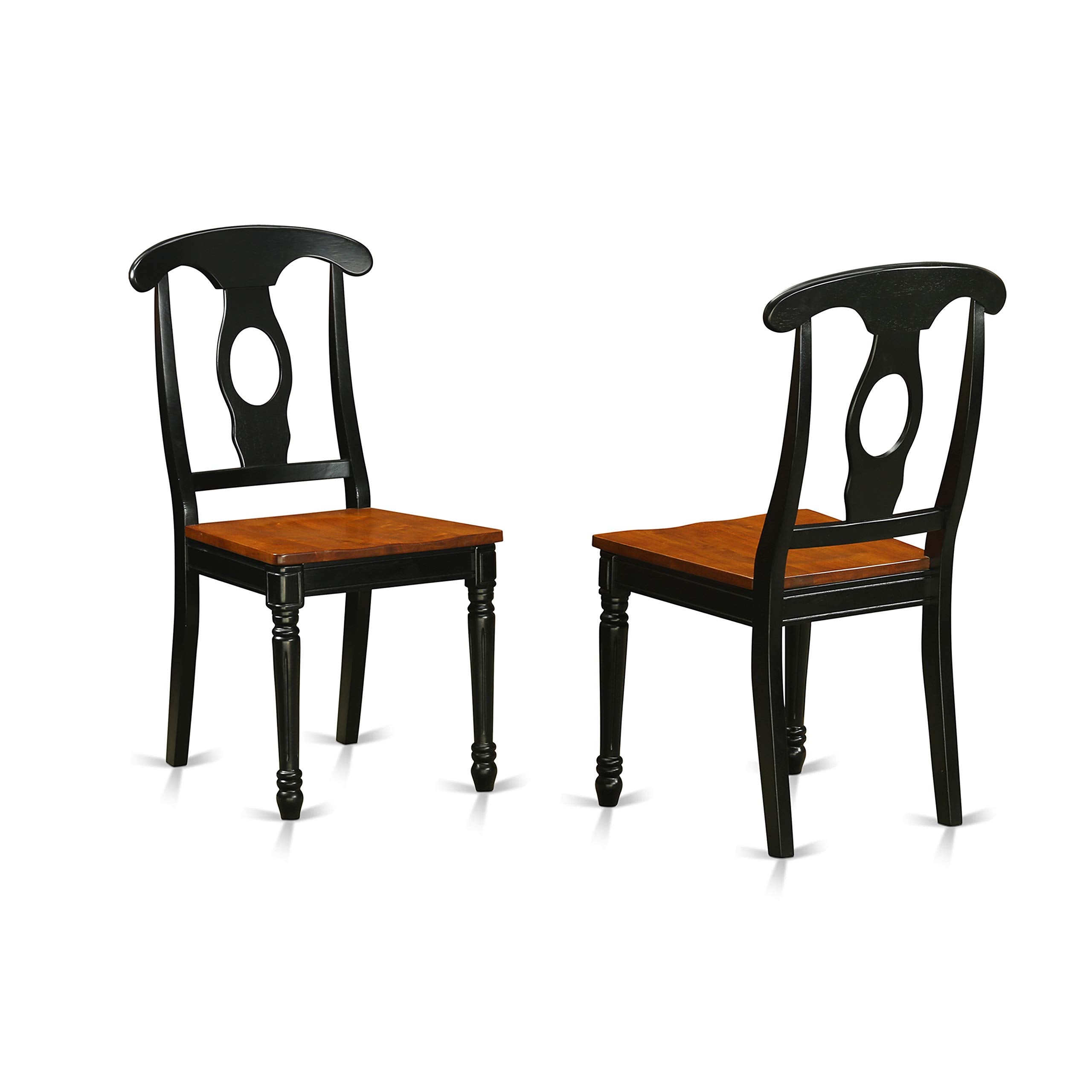 East West Furniture Dublin 3 Piece Set Contains a Round Dining Table with Dropleaf and 2 Kitchen Chairs, 42x42 Inch, Black & Cherry