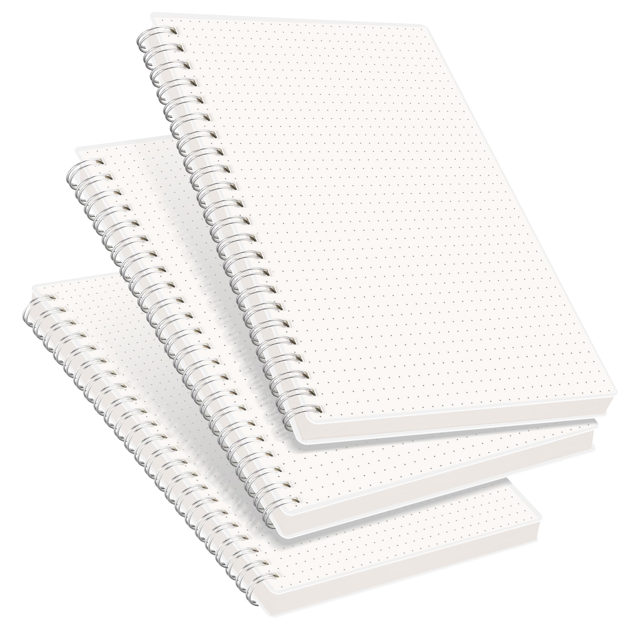 Rettacy Bullet Dotted Journal, 3-Pack, A5 Spiral Dotted Notebook With 160 Pages Per Pack, 5.7'    8.3', Medium Size, 100 Gsm T